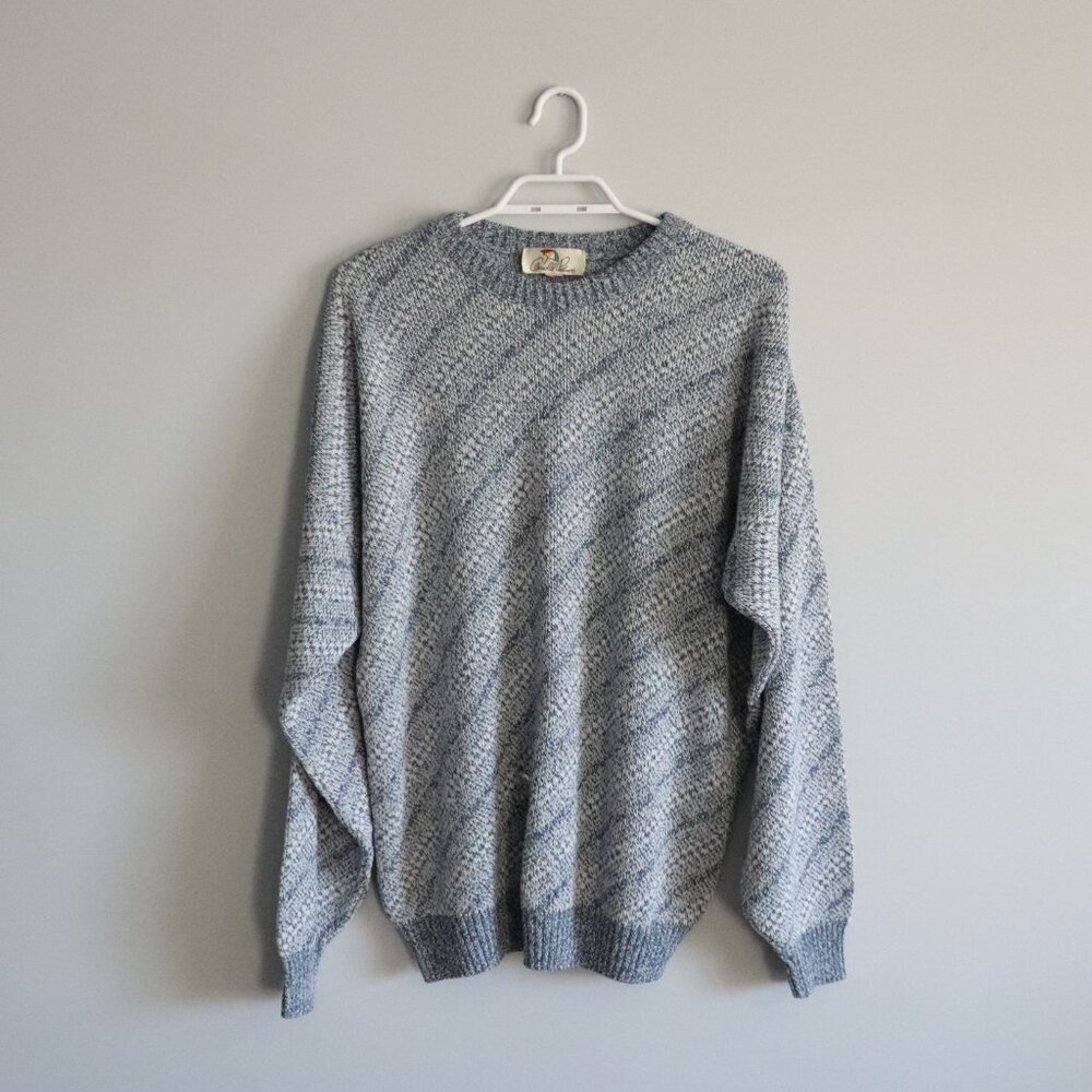 Vntg Arnold Palmer Men's Sz L/XL Blue 80-90's‎ Crewneck Stretch Pullover Sweater